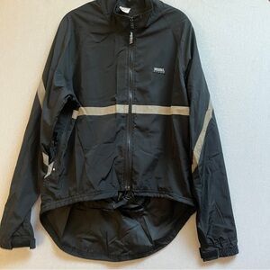 Running Room Reflective Cycling Jacket Black Full Zip Lightweight Windbreaker